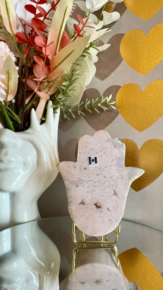 Pink Amethyst Hamsa Hand