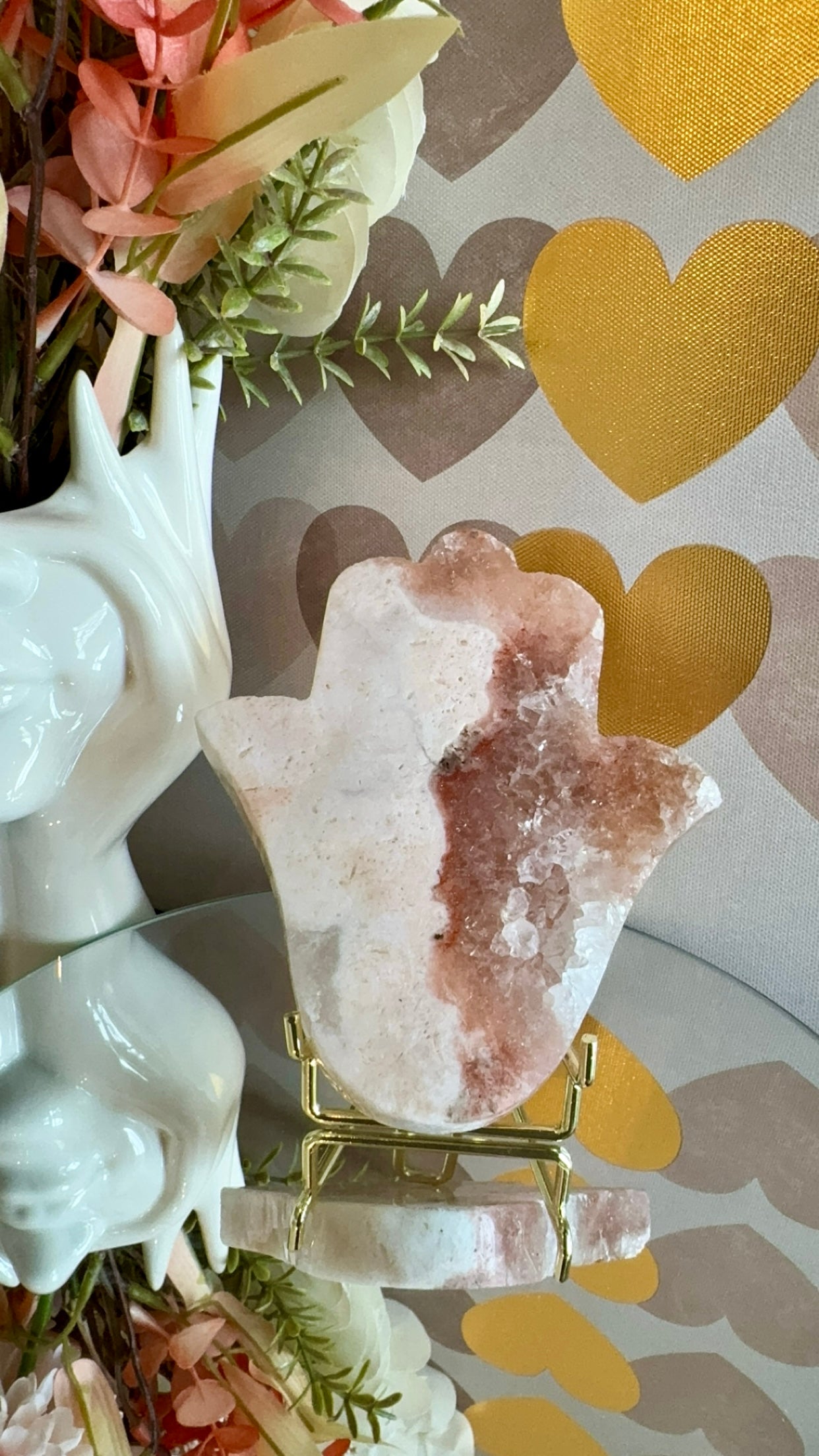 Pink Amethyst Hamsa Hand